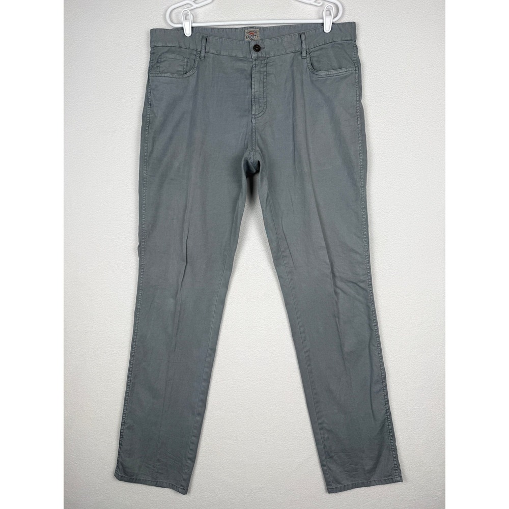 Faherty Movement 5-Pocket Pants Mens 38 Gray Linen Blend Straight Leg